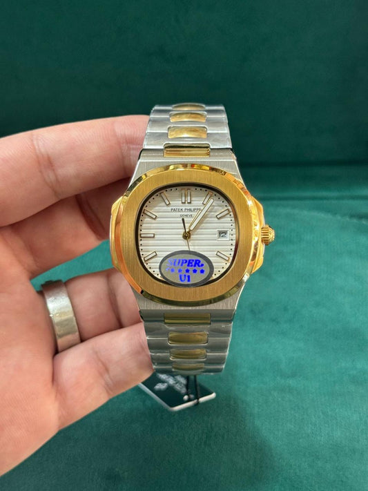 PP - Nautilus - Two Tone White Dial