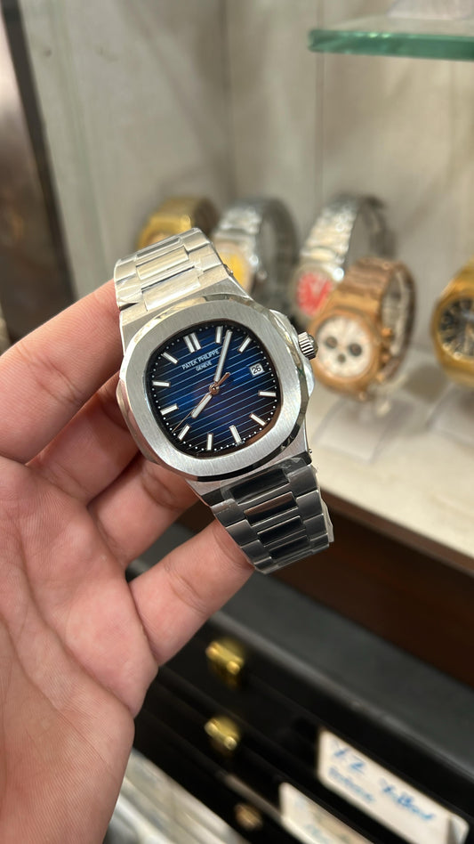 PP - Nautilus Silver Dark Blue